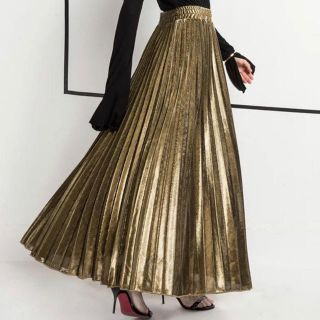 ザラ(ZARA)の美品！ゴールド♡プリーツスカート♡ロングスカート(ロングスカート)