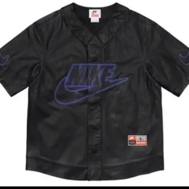 supreme NIKE Leather Baseball Jersey 黒L