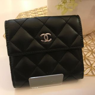 シャネル(CHANEL)のCHANEL シャネル 二つ折り財布 ブラック(財布)