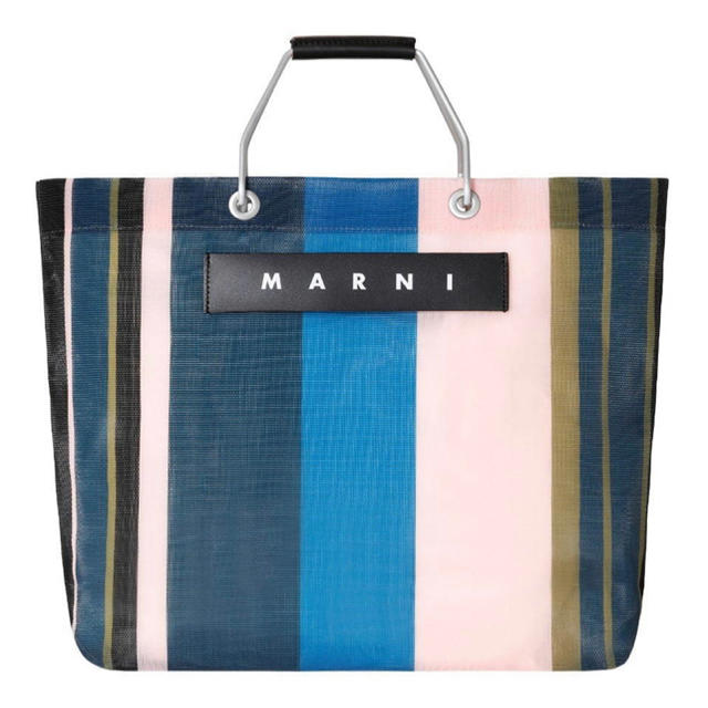 正規 Marni - 完売色　マルニマーケットショッピングバッグ　ナイトブルー トートバッグ