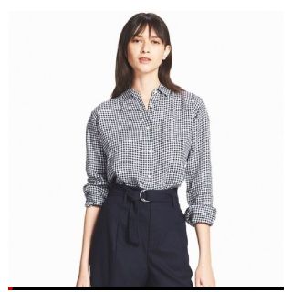 ユニクロ(UNIQLO)のユニクロ　リネンシャツ　ギンガムチェック(シャツ/ブラウス(長袖/七分))