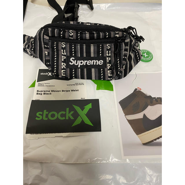 supreme Woven Stripe Waist Bag Black - ウエストポーチ