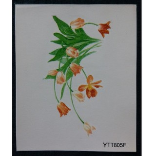 タトゥーシール ワンポイント 色鉛筆画のようなお花 サーモンピンク フラワー (その他)