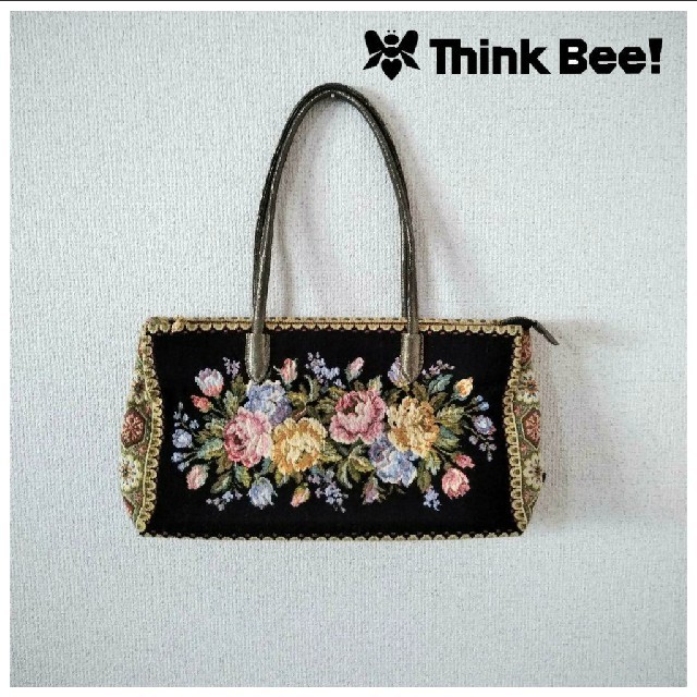 極美品 Think Bee! 薔薇ヴィクトリアンロココ ゴブラン織ハンドバッグ