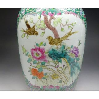 中国古玩 大清乾隆年製 粉彩 花鳥図 花瓶 高約35cm 時代物 c06101 中国古玩 大清乾隆年製 粉彩 花鳥図 花瓶 高約35cm 時代物 c06101