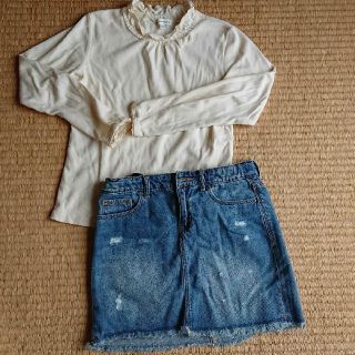 ギャップキッズ(GAP Kids)の140サイズ 女の子 カットソー＆デニムスカートセット(スカート)