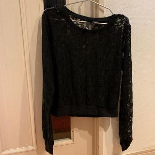 エイチアンドエム(H&M)のH&M トップス　ブラック(カットソー(長袖/七分))