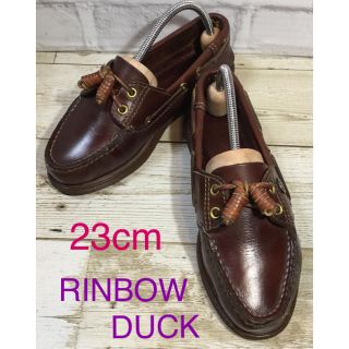 RINBOW DUCK ローファー デッキシューズ  23cm ダークブラウン(ローファー/革靴)