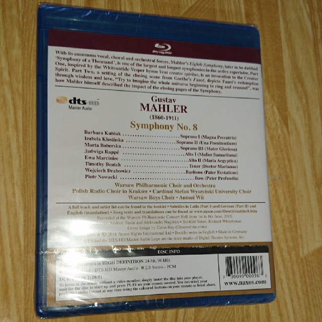 マーラー / 交響曲第８番「千人の交響曲」Blu-ray audio エンタメ/ホビーのDVD/ブルーレイ(ミュージック)の商品写真