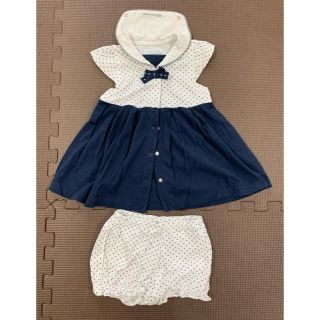 ベベ(BeBe)の送料込み Bebe かわいい水玉セーラー服、ブルマセット 80cm相当(ワンピース)