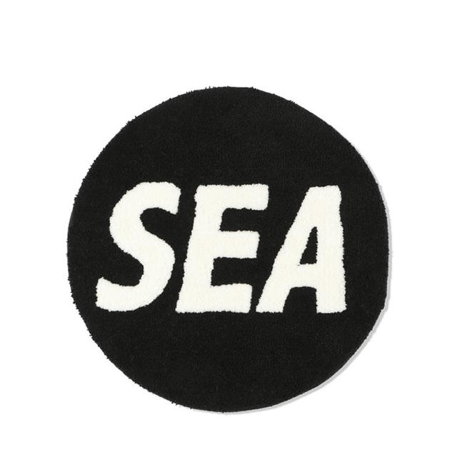 wind and sea round mat black ラグ