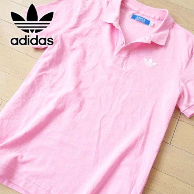 adidas(アディダス)の超美品 Sサイズ アディダス メンズ トレフォイル ポロシャツ ピンク メンズのトップス(ポロシャツ)の商品写真