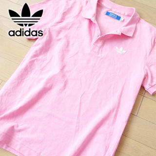 アディダス(adidas)の超美品 Sサイズ アディダス メンズ トレフォイル ポロシャツ ピンク(ポロシャツ)