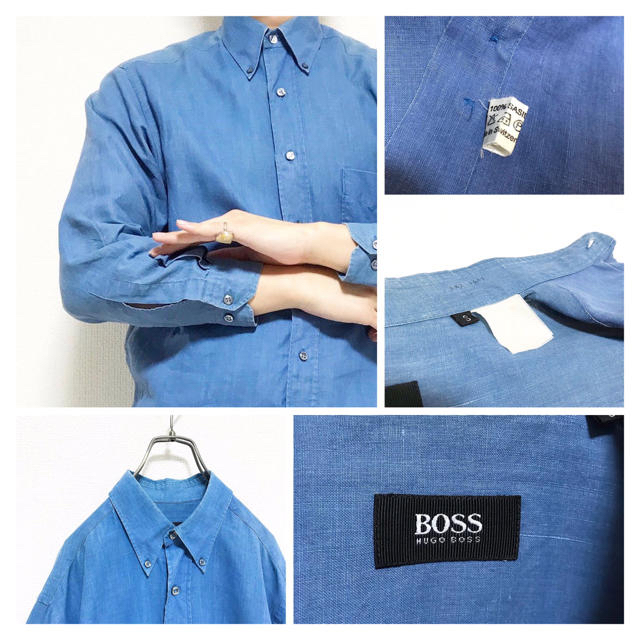 HUGO BOSS(ヒューゴボス)のvintage ヴィンテージ 90s HUGO BOSS 長袖 リネンシャツ メンズのトップス(シャツ)の商品写真