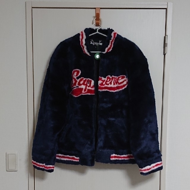 専Supreme Faux Fur Varsity Jacket Navy XL