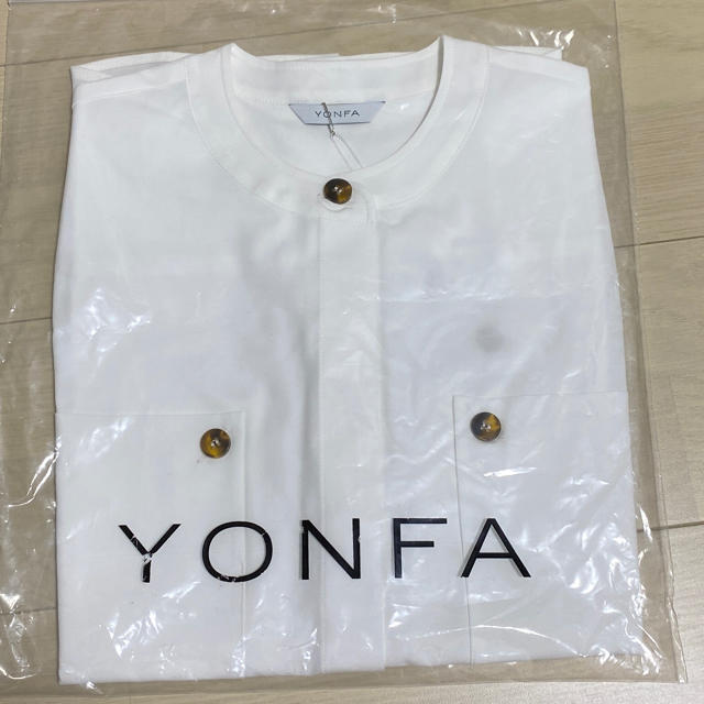 ENFOLD(エンフォルド)の新品未使用/yonfa/toromi shirt /とろみシャツ/ホワイト レディースのトップス(シャツ/ブラウス(半袖/袖なし))の商品写真