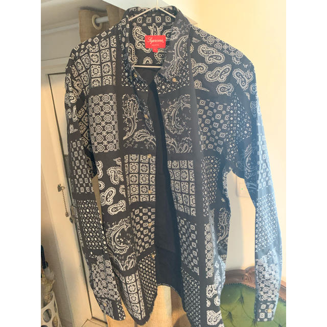 supreme paisley grid shirt black シュプリーム