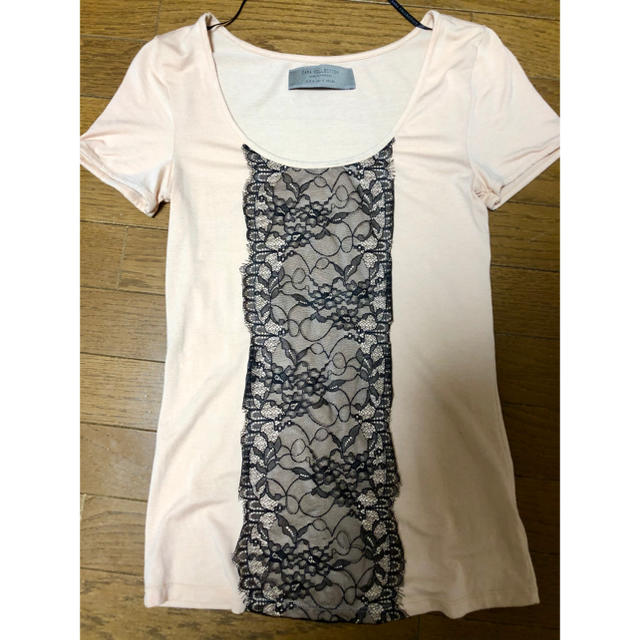 ZARA(ザラ)の【美品】ZARA レース Tシャツ S カットソー トップス レディースのトップス(Tシャツ(半袖/袖なし))の商品写真