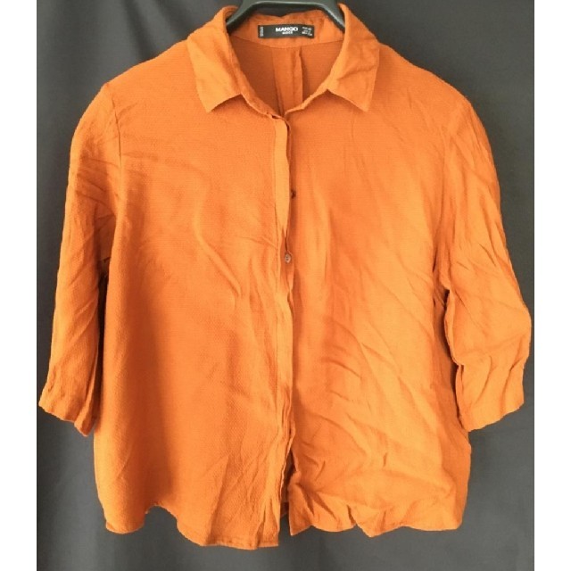 MANGO(マンゴ)のMANAGO　5分丈ショートシャツ（※色はブラウン） レディースのトップス(シャツ/ブラウス(長袖/七分))の商品写真