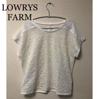 ローリーズファーム(LOWRYS FARM)のローリーズファーム 花柄 フラワー 透かし シースルー 切り替え トップス(カットソー(半袖/袖なし))