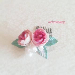 ピンクの薔薇の布花　シルク(その他)