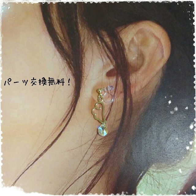 SWAROVSKI(スワロフスキー)の天使の羽×しずくスワロフスキーのイヤリング&ピアス♡ ハンドメイドのアクセサリー(イヤリング)の商品写真