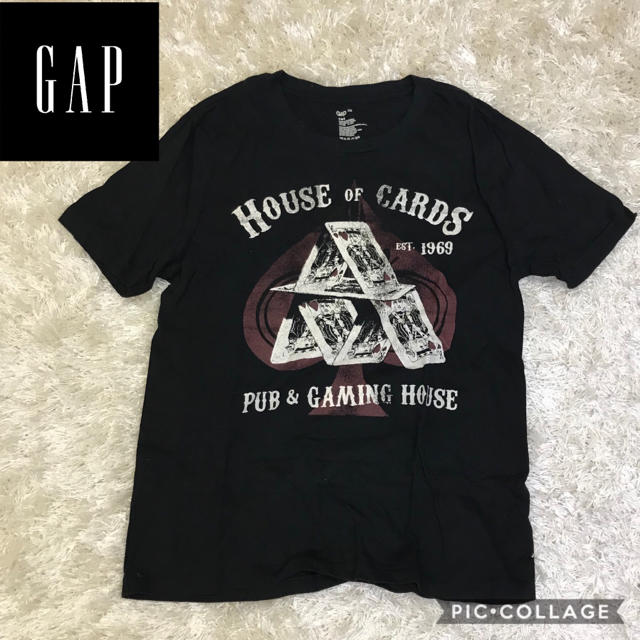 GAP(ギャップ)のGAP Black カード　トランプ　Tシャツ　ブラック メンズのトップス(Tシャツ/カットソー(半袖/袖なし))の商品写真