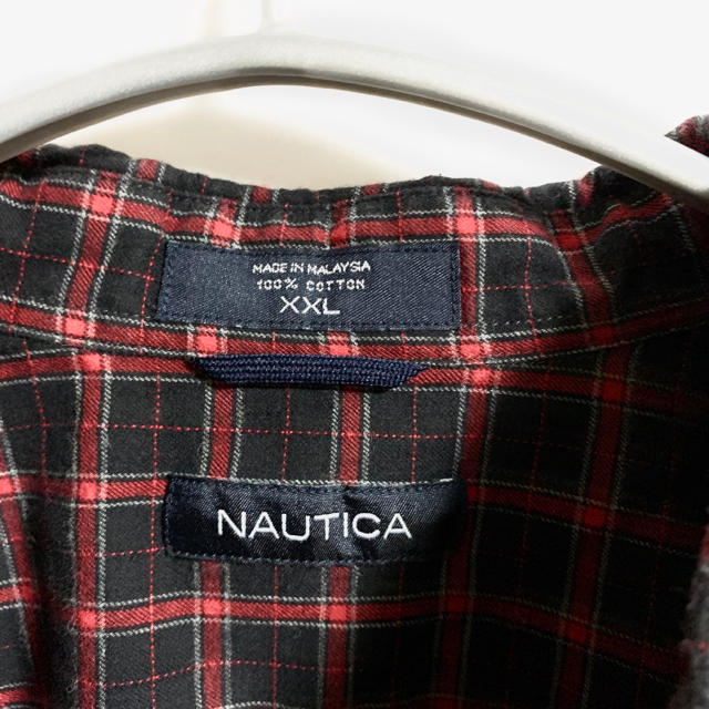 NAUTICA(ノーティカ)の海外古着 NAUTICA ノーティカ シャツ チェック 赤 黒 メンズのトップス(シャツ)の商品写真