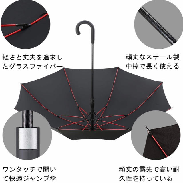 新品 傘 長傘 メンズ レディース ワンタッチ 丈夫 撥水 耐風 Teflon加 メンズのファッション小物(傘)の商品写真