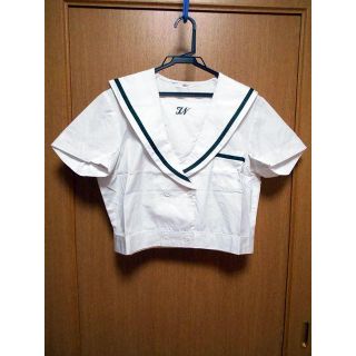 メーカー不明 夏服 制服 セーラー服 白色 緑1本線 ダブル襟(その他)