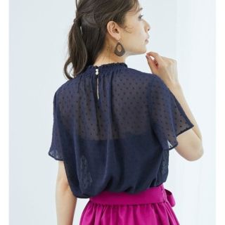 ロペピクニック(Rope' Picnic)のロペピクニック シャーリングドビードットブラウス 【ネイビー】(シャツ/ブラウス(半袖/袖なし))