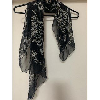 マウジー(moussy)の美品　moussy ストール　濃紺　ネイビー　ペイズリー　シースルー　シルク(ストール/パシュミナ)