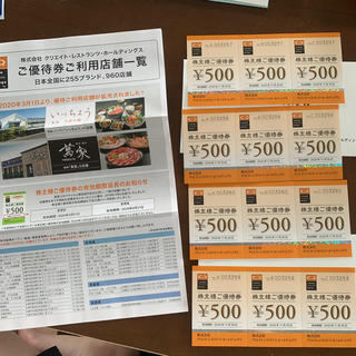 クリエイトレストランツ株主優待券6000円分(レストラン/食事券)