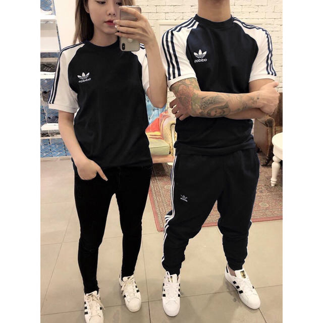 ホワイト×ブラック状態Adidas アディダスオレディース Tシャツ とレギンス XLサイズ