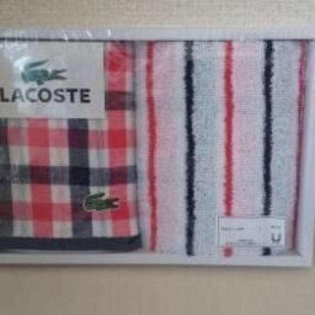 LACOSTE(ラコステ)のラコステ　タオルハンカチ2枚セット ピンク【新品 未使用品】 メンズのメンズ その他(その他)の商品写真