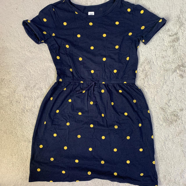 GAP Kids(ギャップキッズ)の150cm gap XL ワンピース　ネイビー　紺　水玉　スマイル キッズ/ベビー/マタニティのキッズ服女の子用(90cm~)(ワンピース)の商品写真