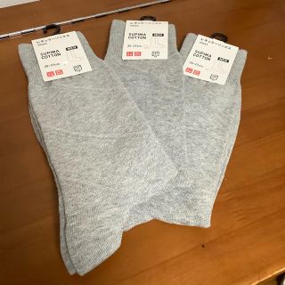 ユニクロ(UNIQLO)のUNIQLO レギュラーソックス スーピマコットン グレー 3足(ソックス)