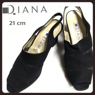 ダイアナ(DIANA)のダイアナ  パンプス オープントゥ 黒 スエード 定番 21E(サンダル)