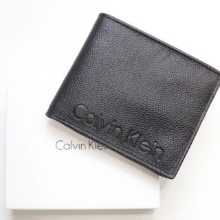 カルバンクライン(Calvin Klein)の新品 カルバンクライン 二つ折り 財布 札入れ コインケース 型押し ブラック(折り財布)