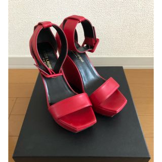 サンローラン(Saint Laurent)のSAINT LAURENT PARIS サンダル ナッパレザー 37 赤 美品(サンダル)