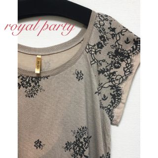 ロイヤルパーティー(ROYAL PARTY)のロイヤルパーティー☆ワンピース チュニック レース絵 ベージュ(カットソー(半袖/袖なし))