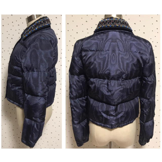 本物 美品 コレクションモデル プラダ 装飾ビジュー付 ダウンジャケット 38