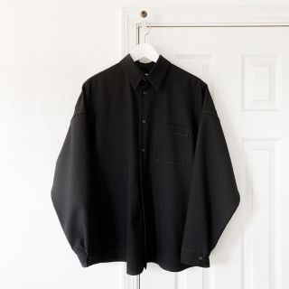 マルニ(Marni)のMARNI マルニ WOOL SHIRT ウールシャツ 黒 ブラック 46(シャツ)