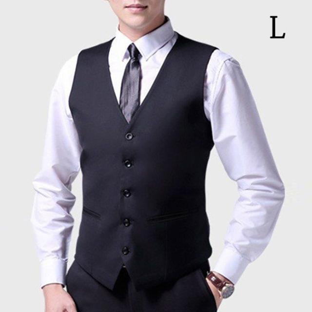 ジレベスト フォーマルベスト 黒 ブラック L 無地 礼服 メンズ ドレスの通販 By A B Shop ラクマ店 ラクマ