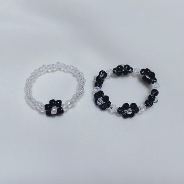 ビーズリング 비즈반지 ハンドメイド 指輪 韓国 ハンドメイドのアクセサリー(リング)の商品写真