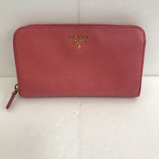 プラダ(PRADA)のプラダ　サフィアーノレザー　ラウンドジップ  長財布　ピンク(財布)