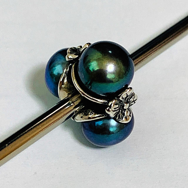 無料配送 trollbeads トロールビーズ MIX トリプルパール ブラック