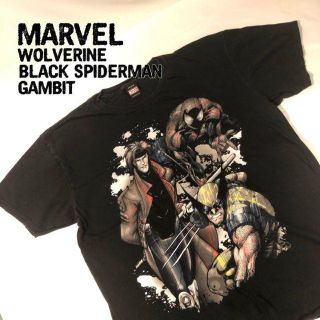 海外古着 マーベル ウルヴァリン スパイダーマン ガンビット アメコミ XL(Tシャツ/カットソー(半袖/袖なし))