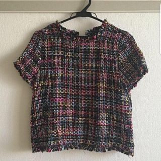 ザラ(ZARA)のZARA ツイードトップス(カットソー(半袖/袖なし))