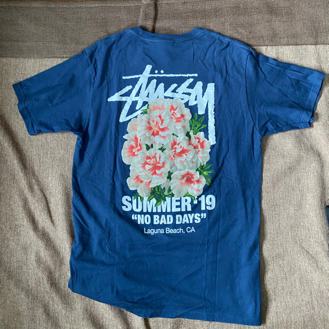 stussy/プリント/Tシャツ/コットン/M/ホワイト/花柄/バックプリント